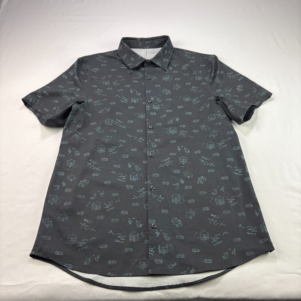 Lululemon Airing Easy Shirt Mens Medium Black Button Up‎ Athleisure Preppy Camp